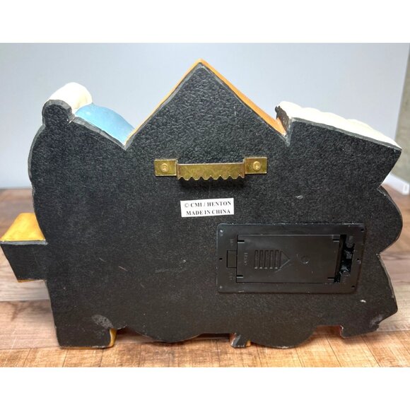 Handcrafted Wooden Snowman Family Winter Scene Decor Plays Music - Picture 3 of 6